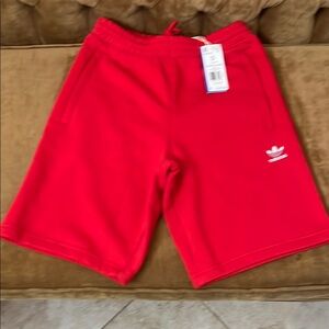Adidas Red Athletic Shorts with Elastic Waistband